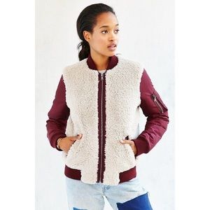 Levi’s Nylon Faux Fur Sherpa Teddy Bomber Jacket